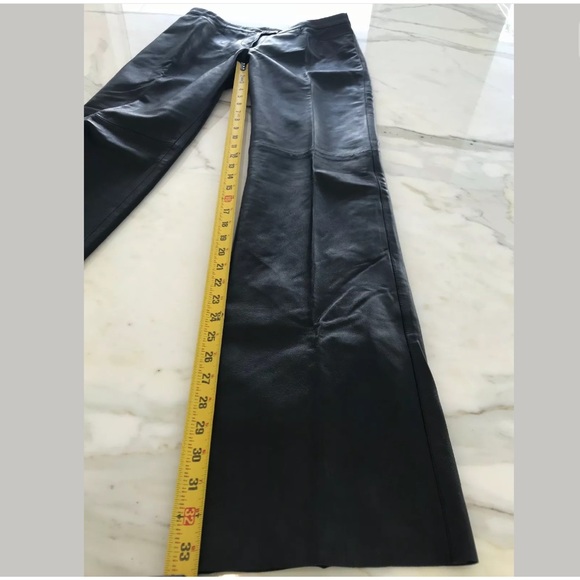 NEIL BARRETT BLACK LEATHER BOOTCUT PANTS SIZE SMALL - Picture 11 of 12